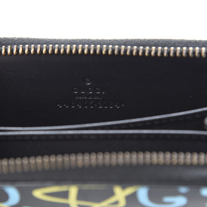 Gucci Calfskin GucciGhost Zip Around Card Case Black New Acquamarine 6 of 9