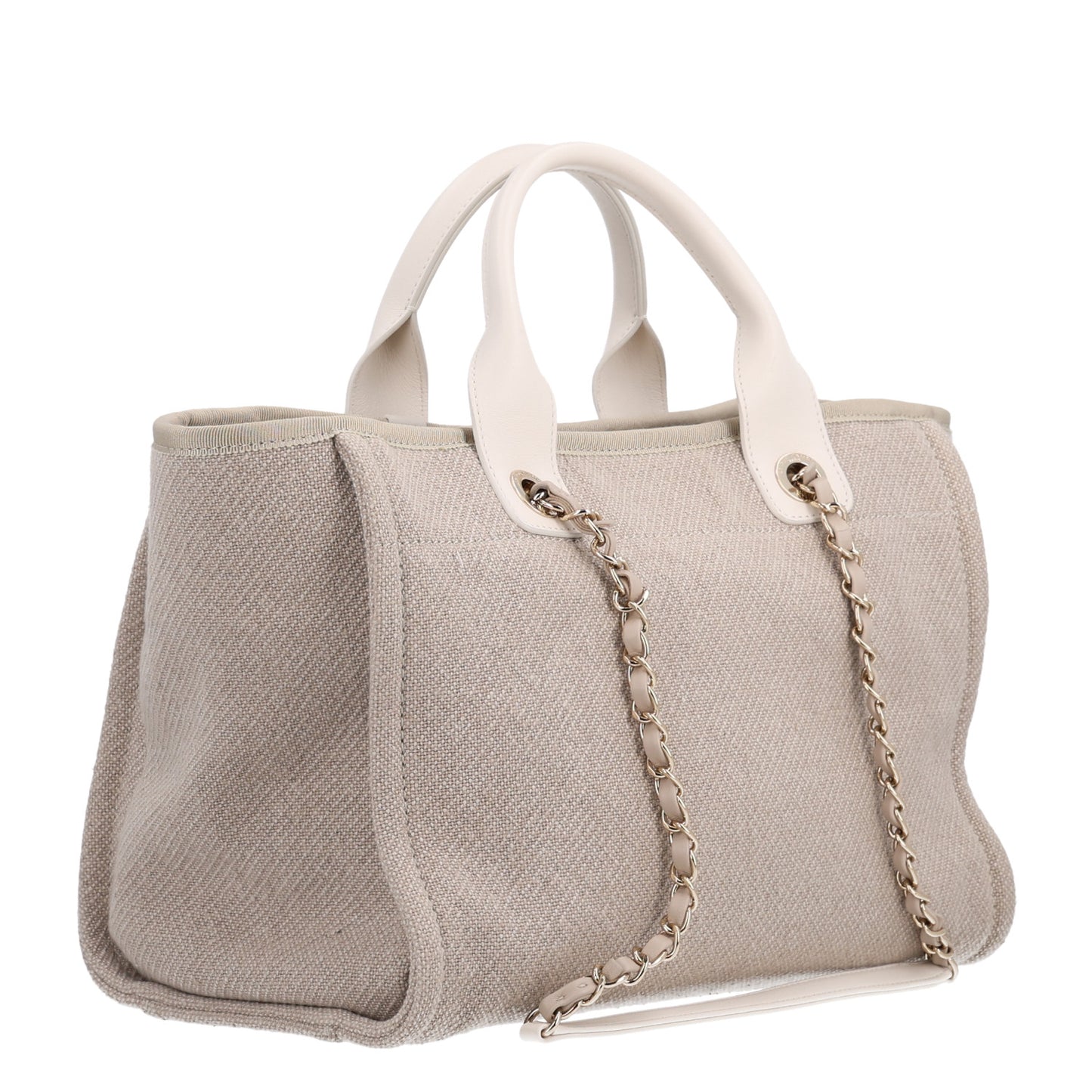 Mixed Fibers Calfskin Small Deauville Tote Grey