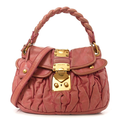 Miu Miu Nappa Matelasse Lux Coffer Hobo Begonia 1 of 9