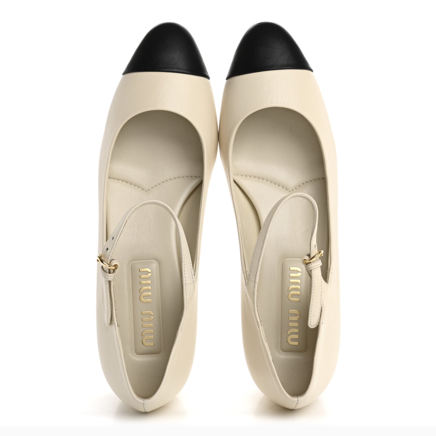 Miu Miu Nappa Mary Jane 40mm Pumps 37 Avorio Black 2 of 14