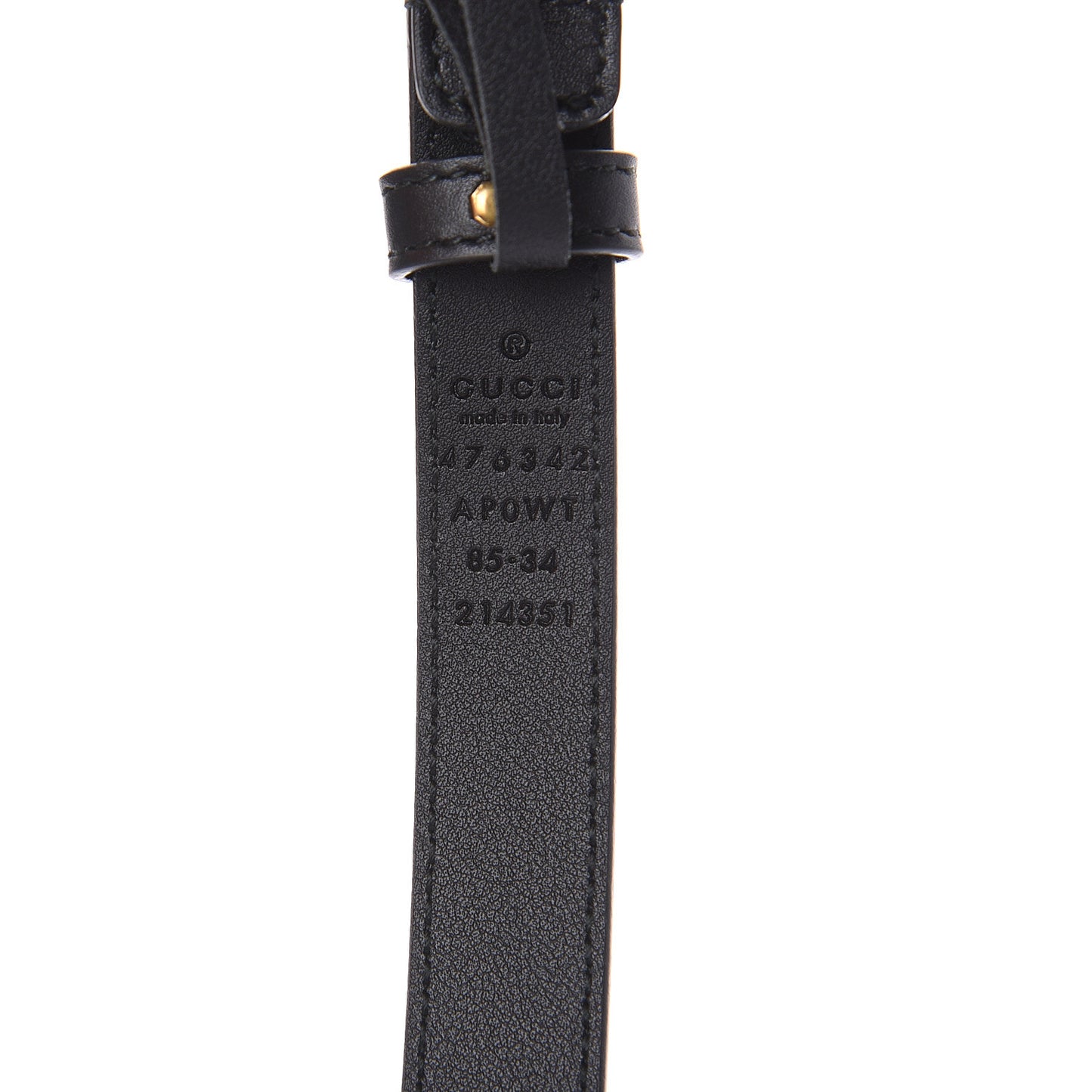 Calfskin Pearl Double G 20mm Belt 85 34 Black Cream