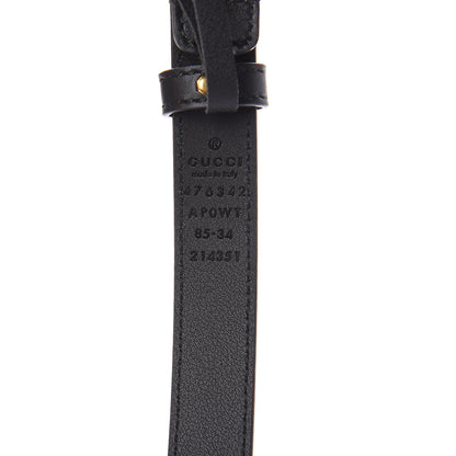 Gucci Calfskin Pearl Double G 20mm Belt 85 34 Black Cream 5 of 6
