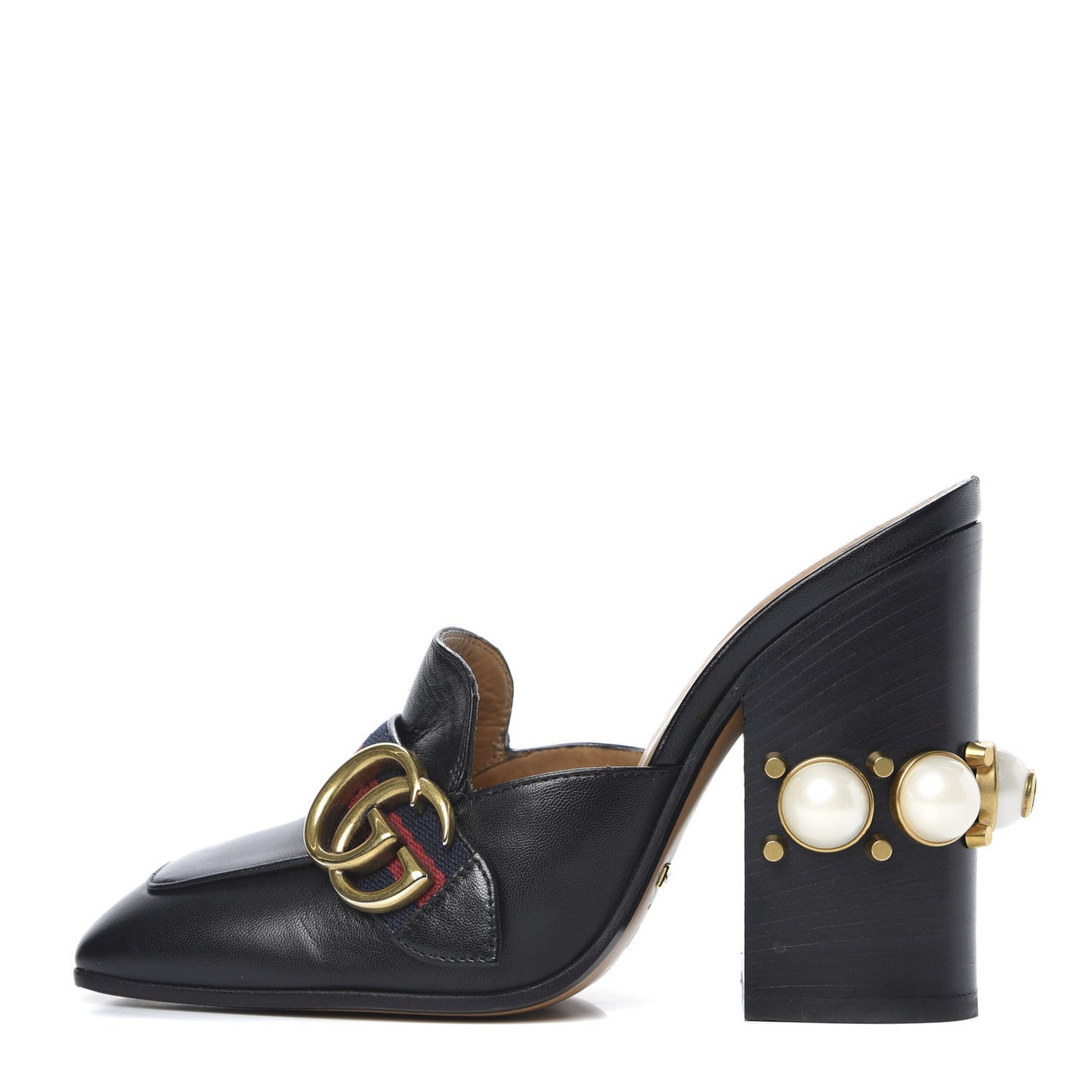 Malaga Kid Web Pearl Embellished Peyton High Heel Mules 36 Black