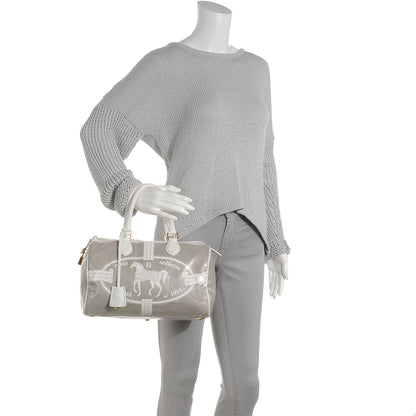 Fendi Vinyl Selleria Motif Boston Travel Bag Grey 2 of 9