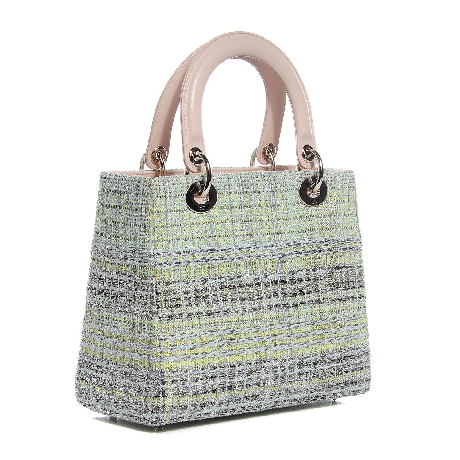 Christian Dior Tweed Medium Lady Dior Pink Green 3 of 9