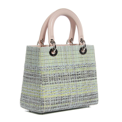 Christian Dior Tweed Medium Lady Dior Pink Green 3 of 9