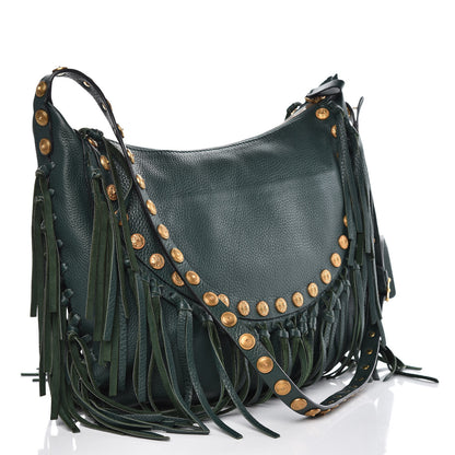 Valentino Garavani Grained Calfskin C-Rockee Fringe Hobo Light Emerald 3 of 12