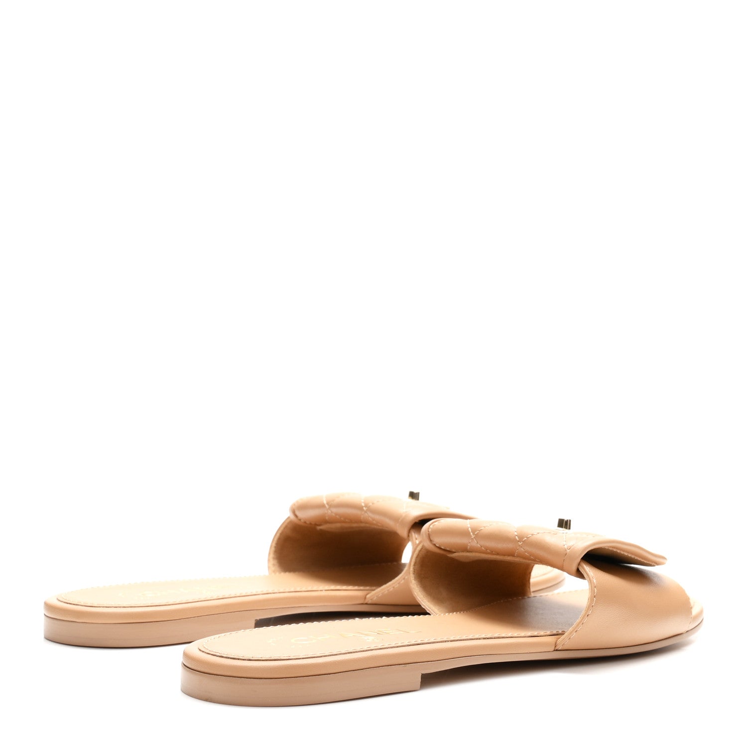 Chanel Lambskin Quilted Turnlock Flat Mules 39 Beige 5 of 10