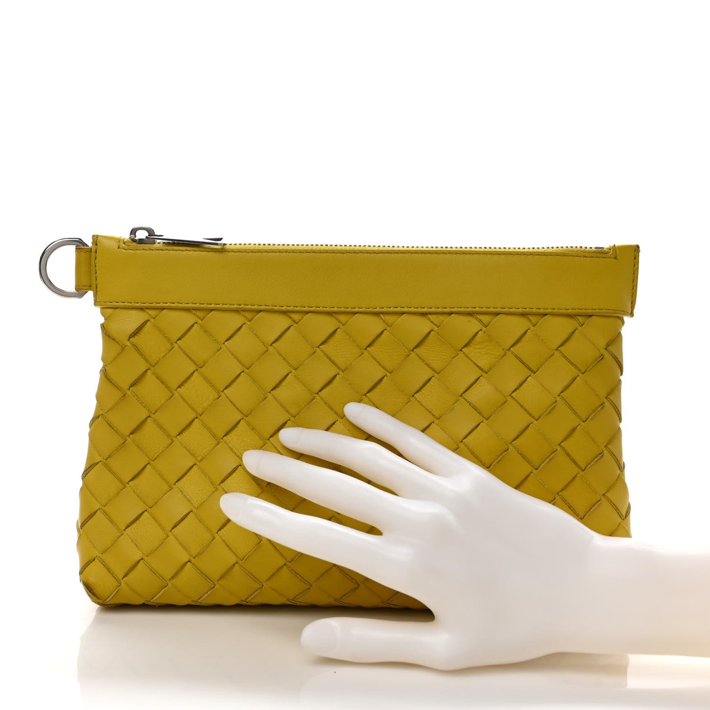 Nappa Intrecciato Flat Zip Pouch Buttercup