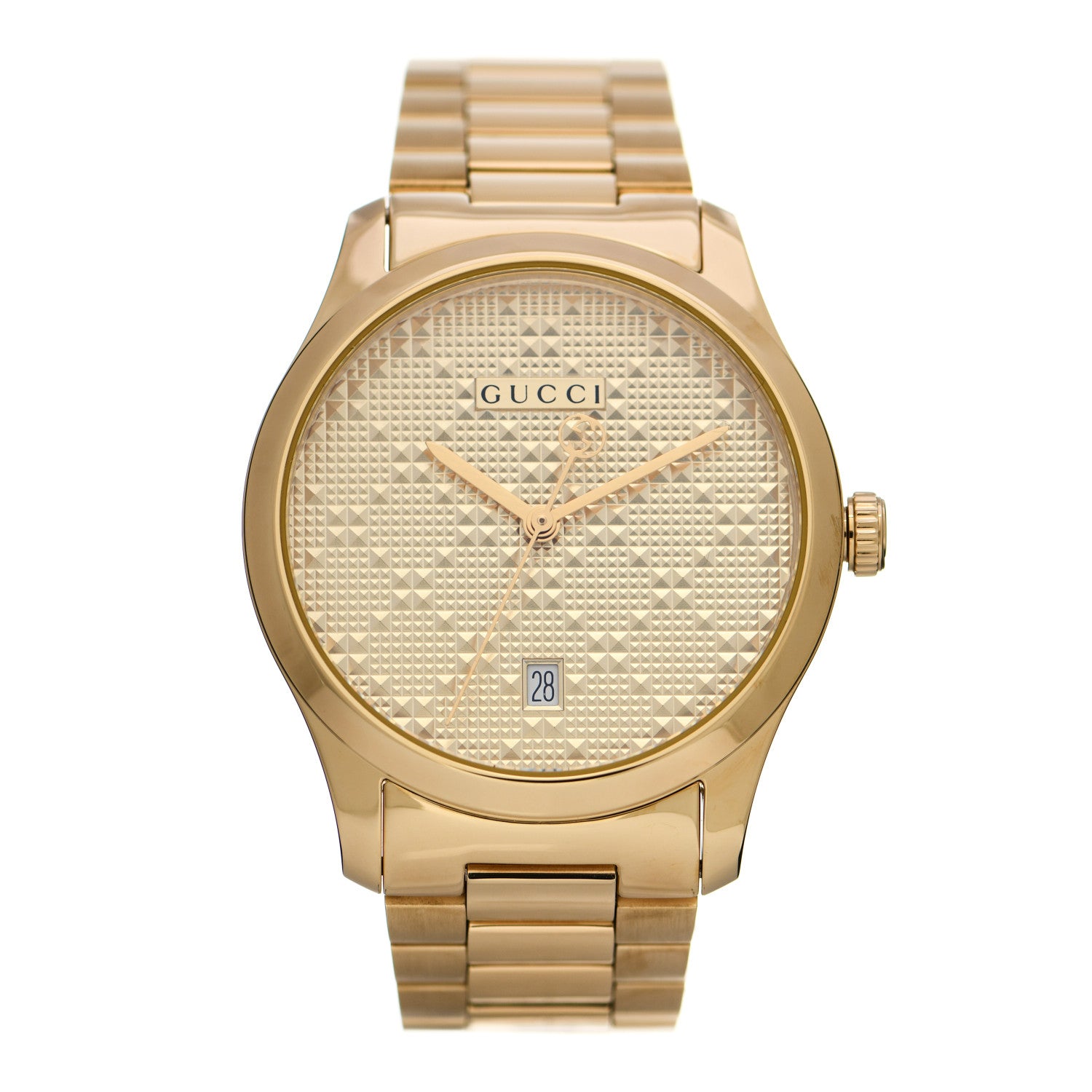 Gucci Stainless Steel 38mm G-Timeless Diamante Quartz Watch Gold 1 of 6