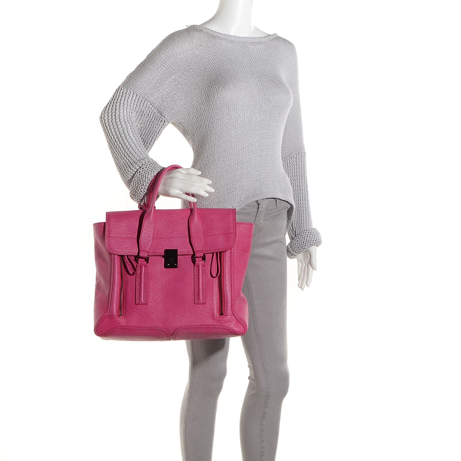 3.1 Phillip Lim 3.1 Leather Medium Pashli Satchel Fuchsia 2 of 9