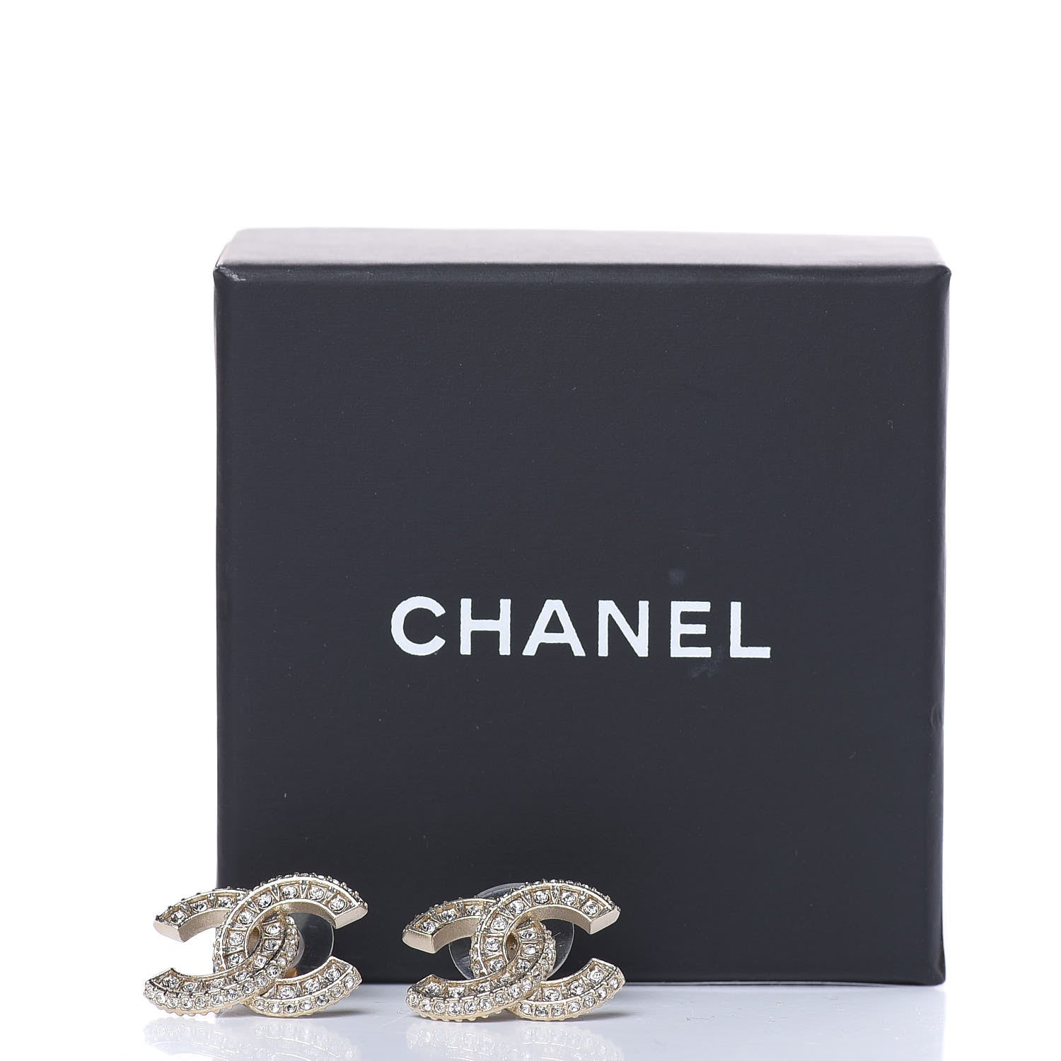 Chanel Crystal CC Earrings Gold 5 of 5