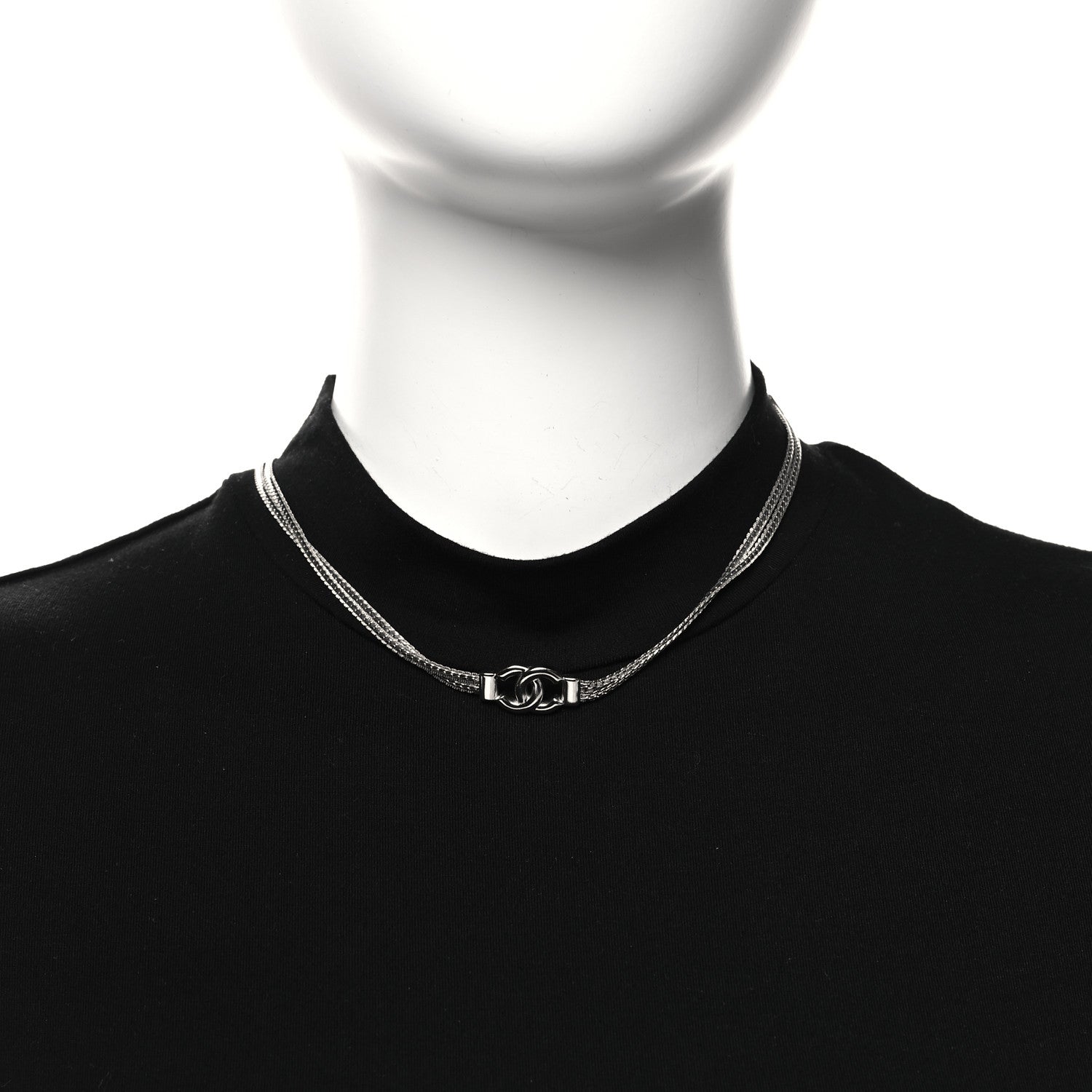 Chanel Metal Chain CC Choker Silver 2 of 5