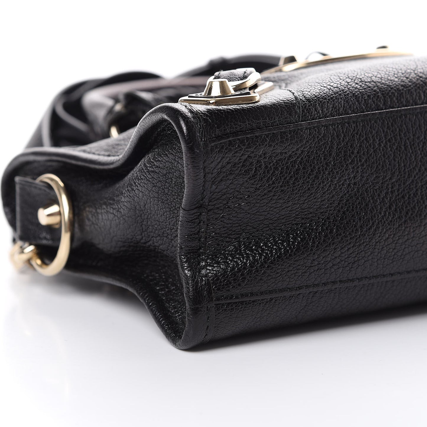 Chevre Gold Metallic Edge Hardware Mini City Black