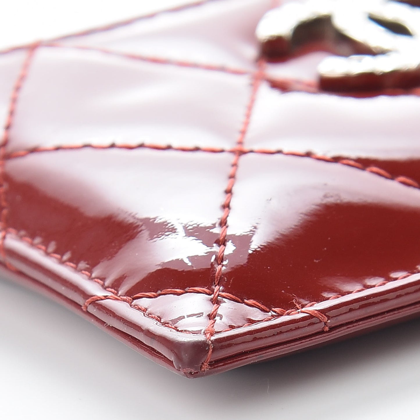 Patent Quilted Brilliant Card Holder Red