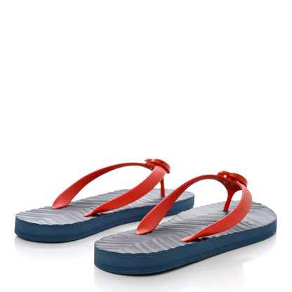 Gucci Rubber Chevron Mens GG Thong Flat Sandals 10 Orange Red 4 of 9