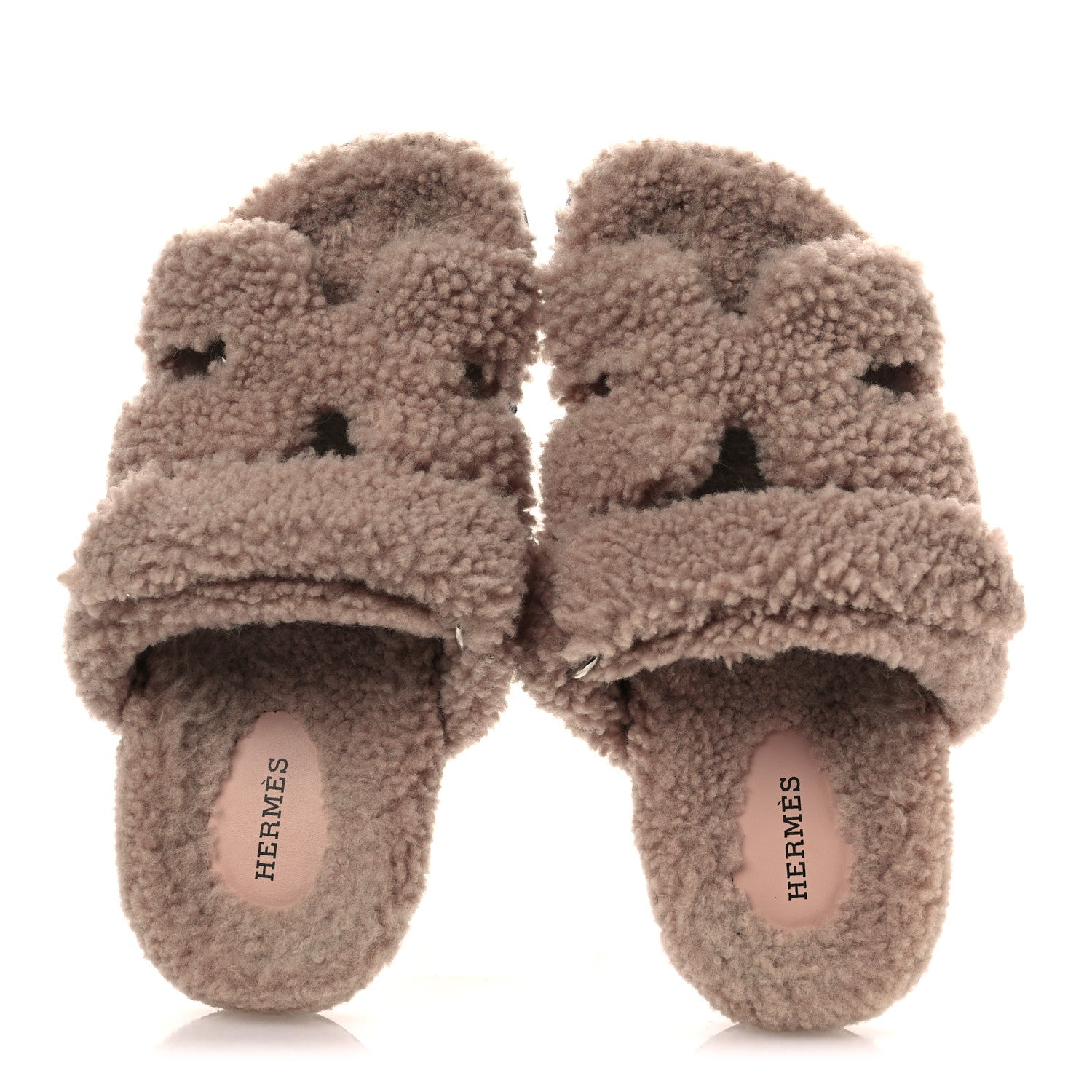 Hermes Woolskin Womens Chypre Sandals 37.5 Bois De Santal 2 of 10