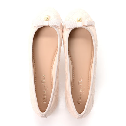 Christian Dior Calfskin Cannage Pearl Bow Ballet Flats 37 Rose Quartz 2 of 10