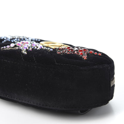 Gucci Velvet Matelasse Crystal Star GG Marmont Belt Bag 95 38 Black 6 of 11