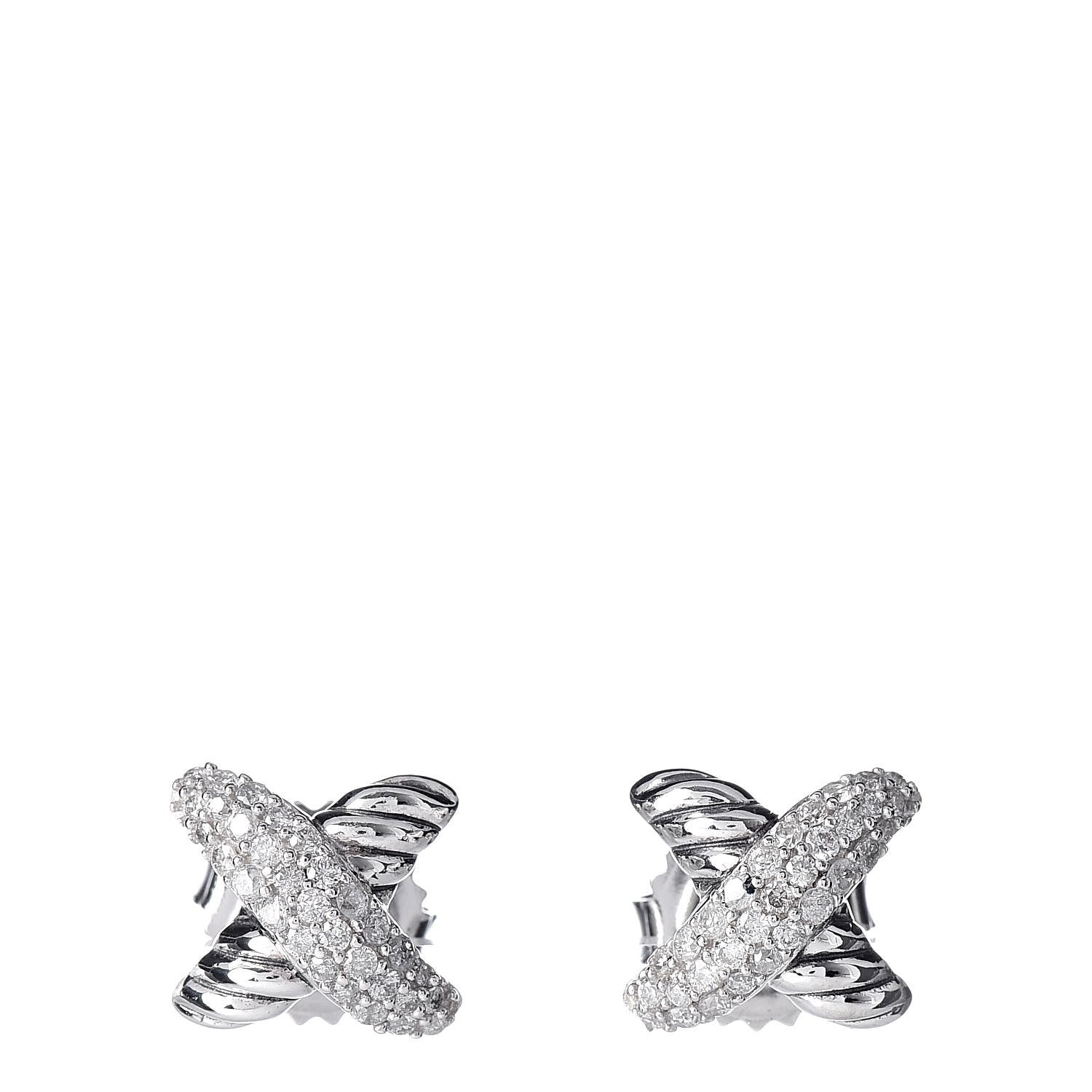 David Yurman Sterling Silver Diamond 8mm X Earrings 2 of 6