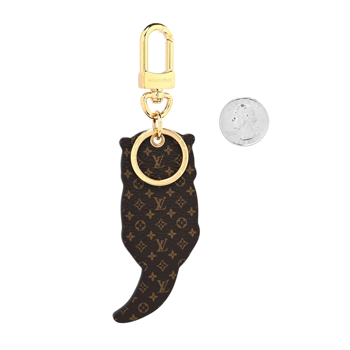 Calfskin Monogram LV Animals Otter Bag Charm Key Holder Pink