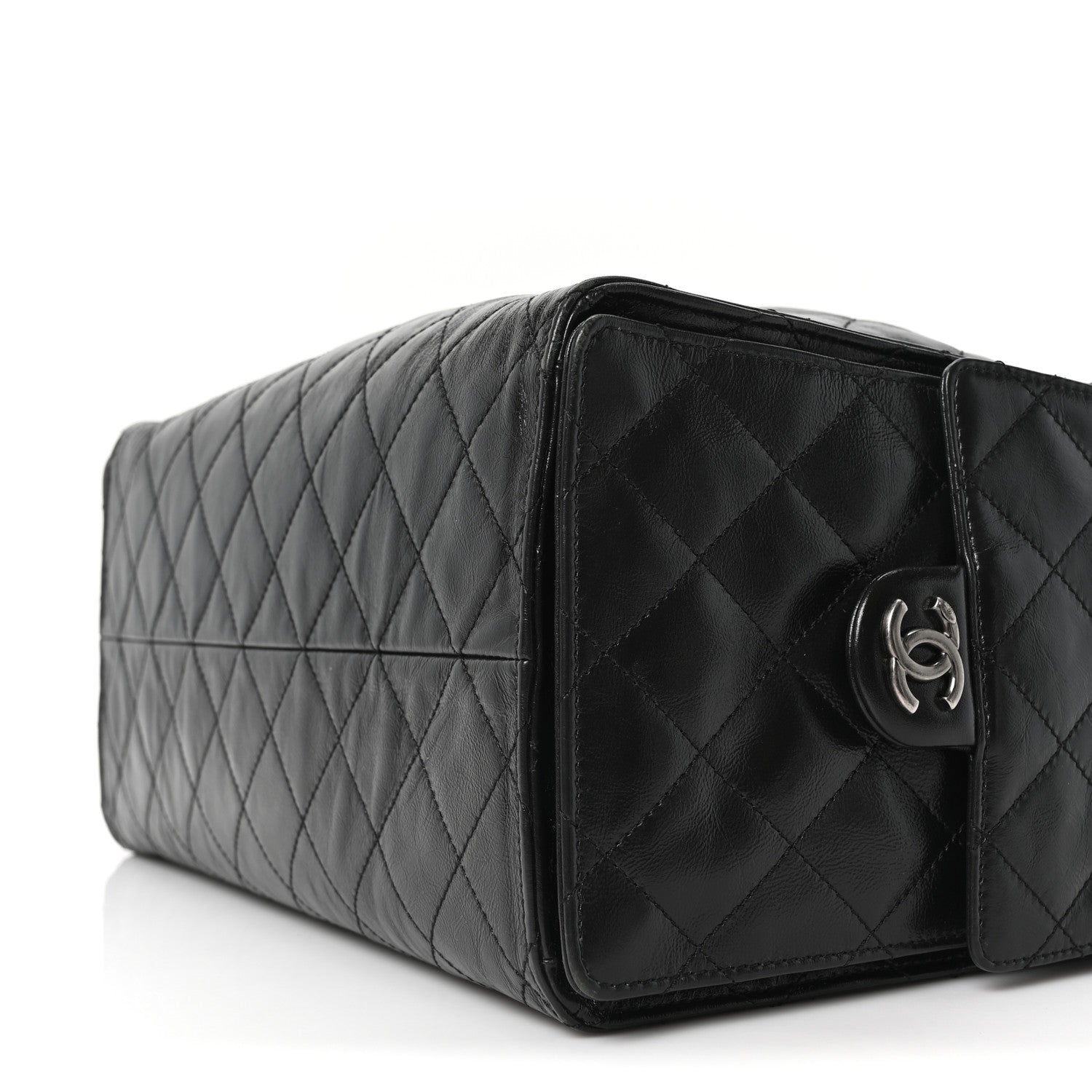 Chanel Shiny Crumpled Calfskin Quilted Medium Chanel 25 Handbag Black Black 10 of 10