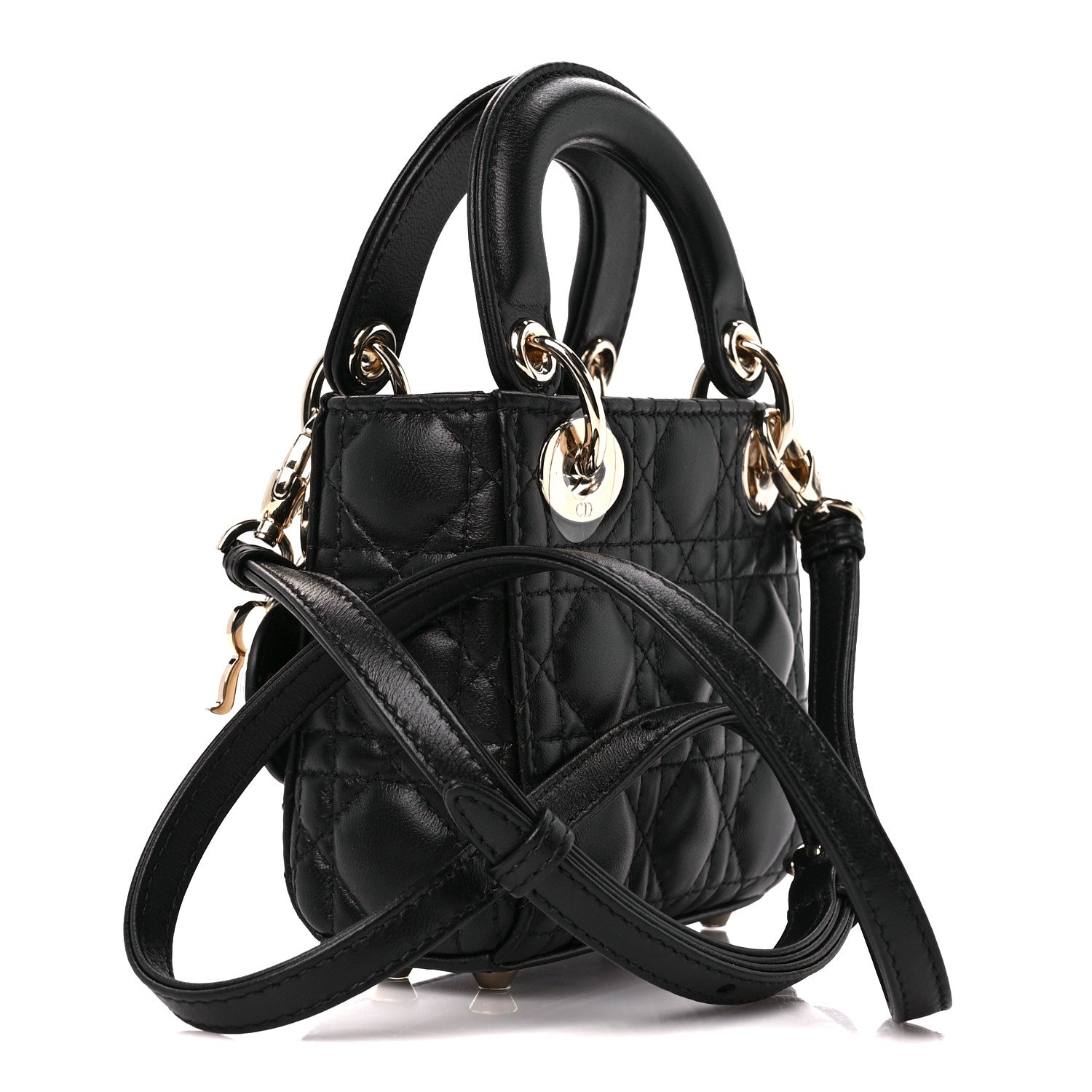 Christian Dior Lambskin Cannage Micro Lady Dior Black 3 of 12