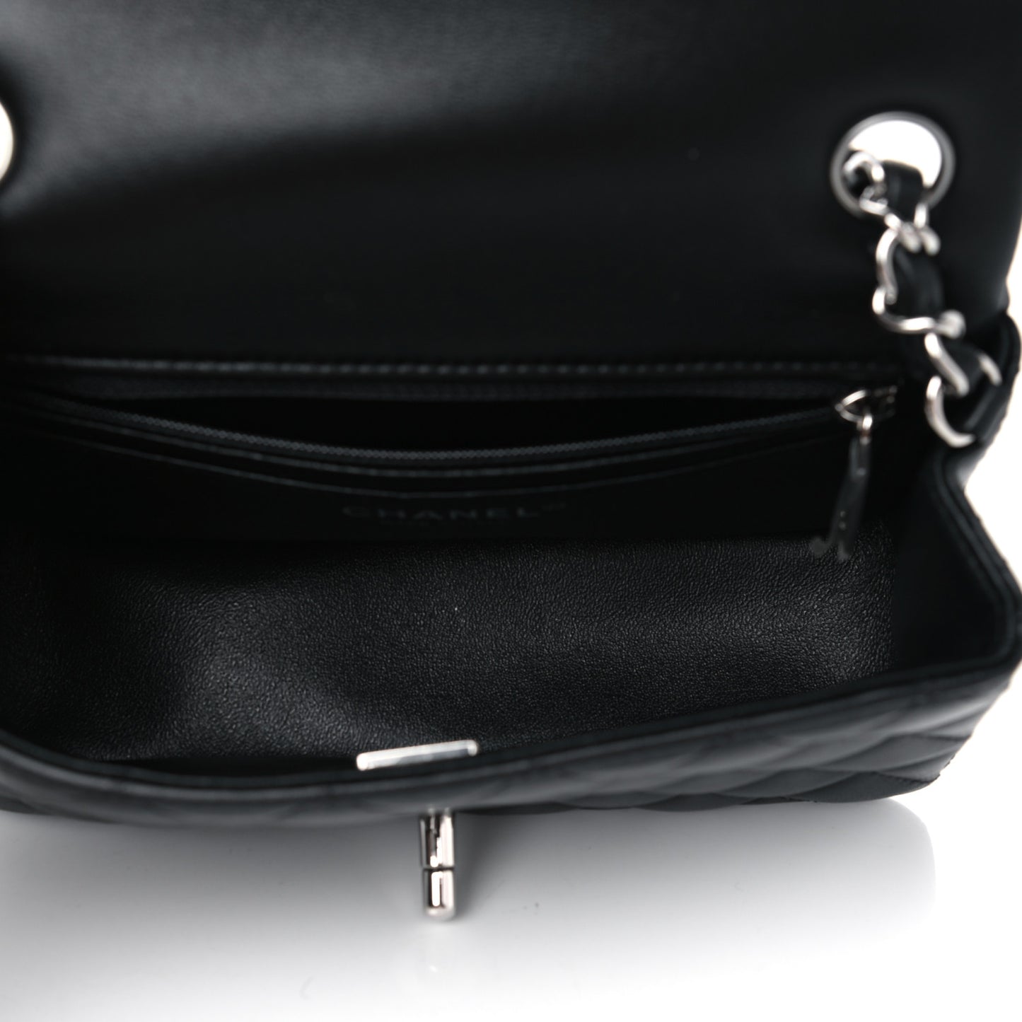 Lambskin Quilted Mini Rectangular Flap Black