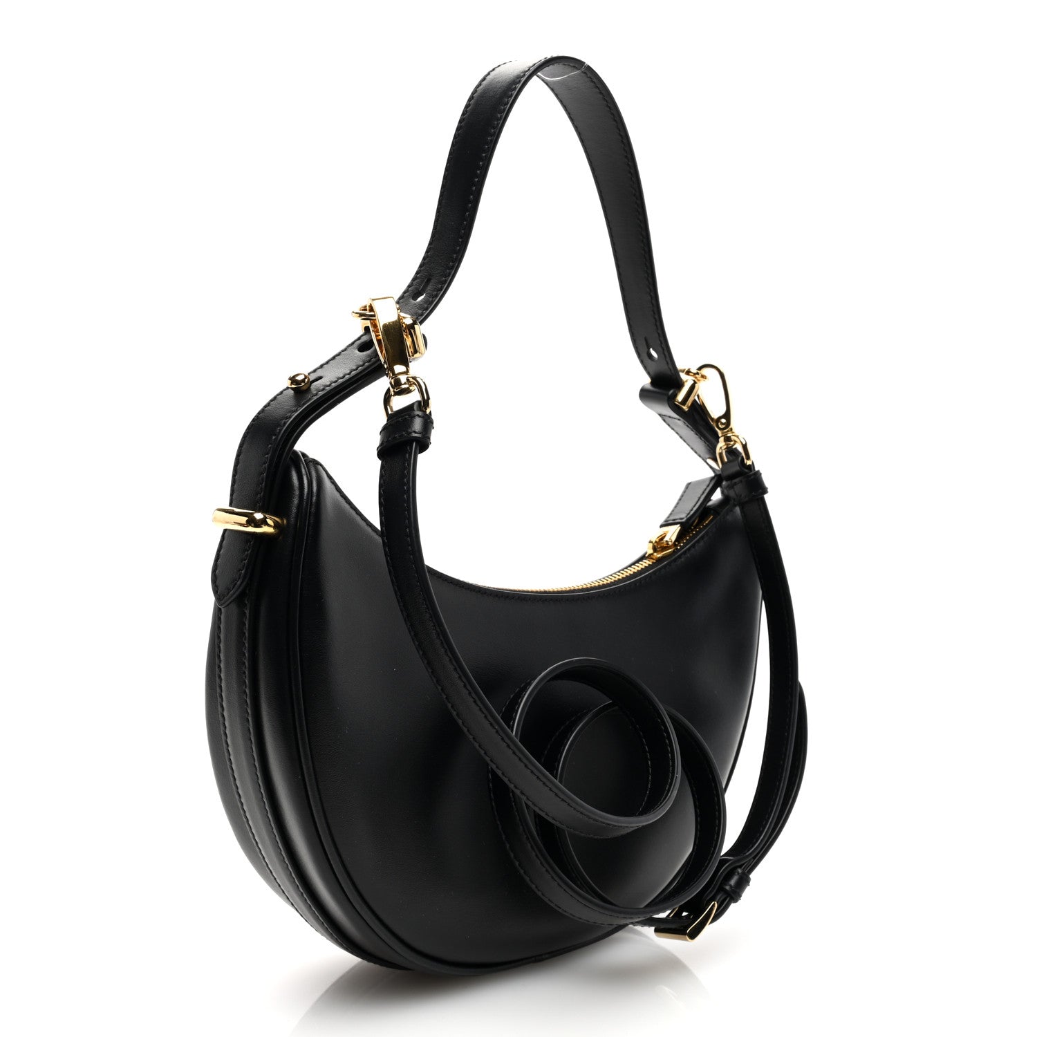 Prada Soft Calfskin Arque Shoulder Bag Black 3 of 9