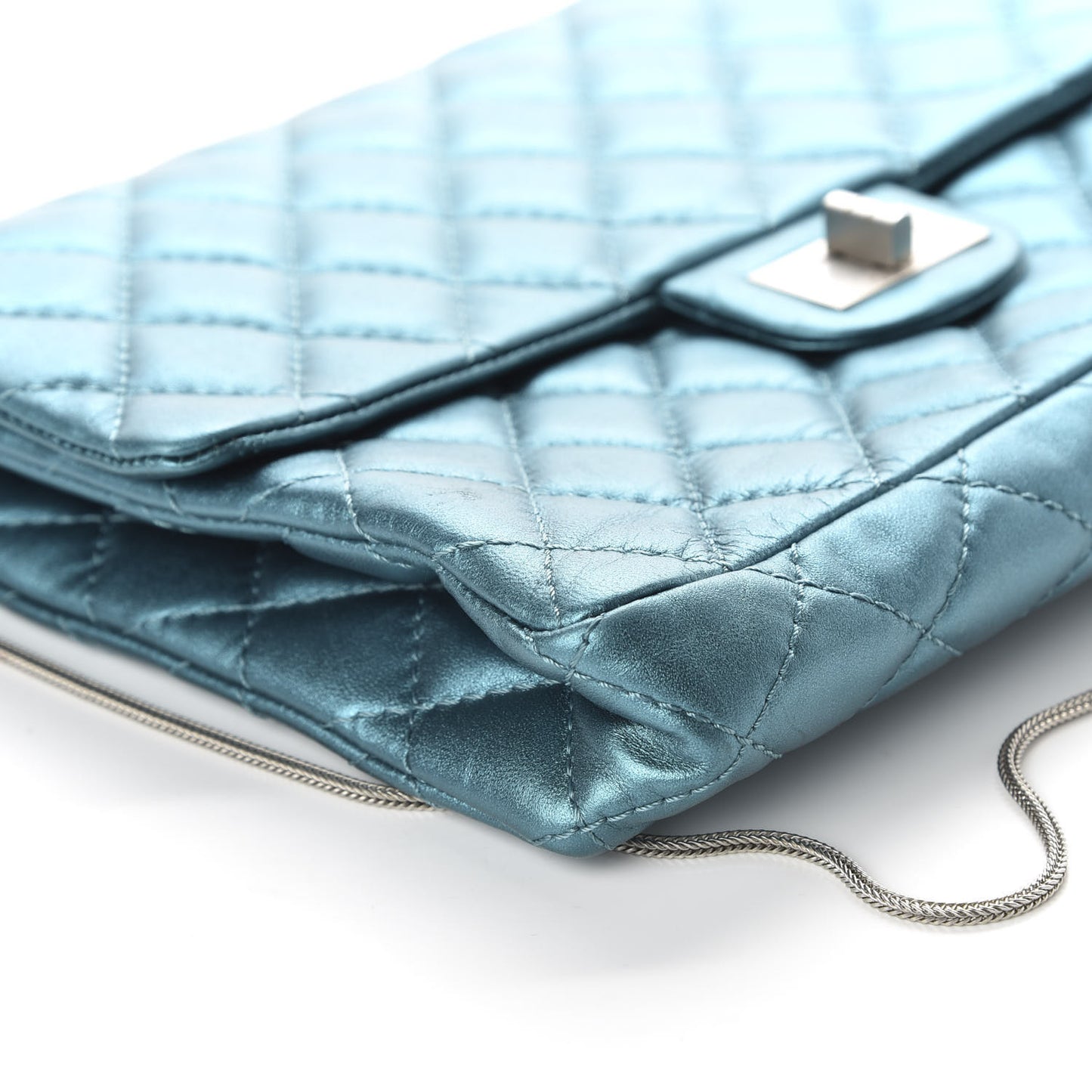 Metallic Calfskin Quilted Snake Chain 2.55 Reissue Flap Turquoise