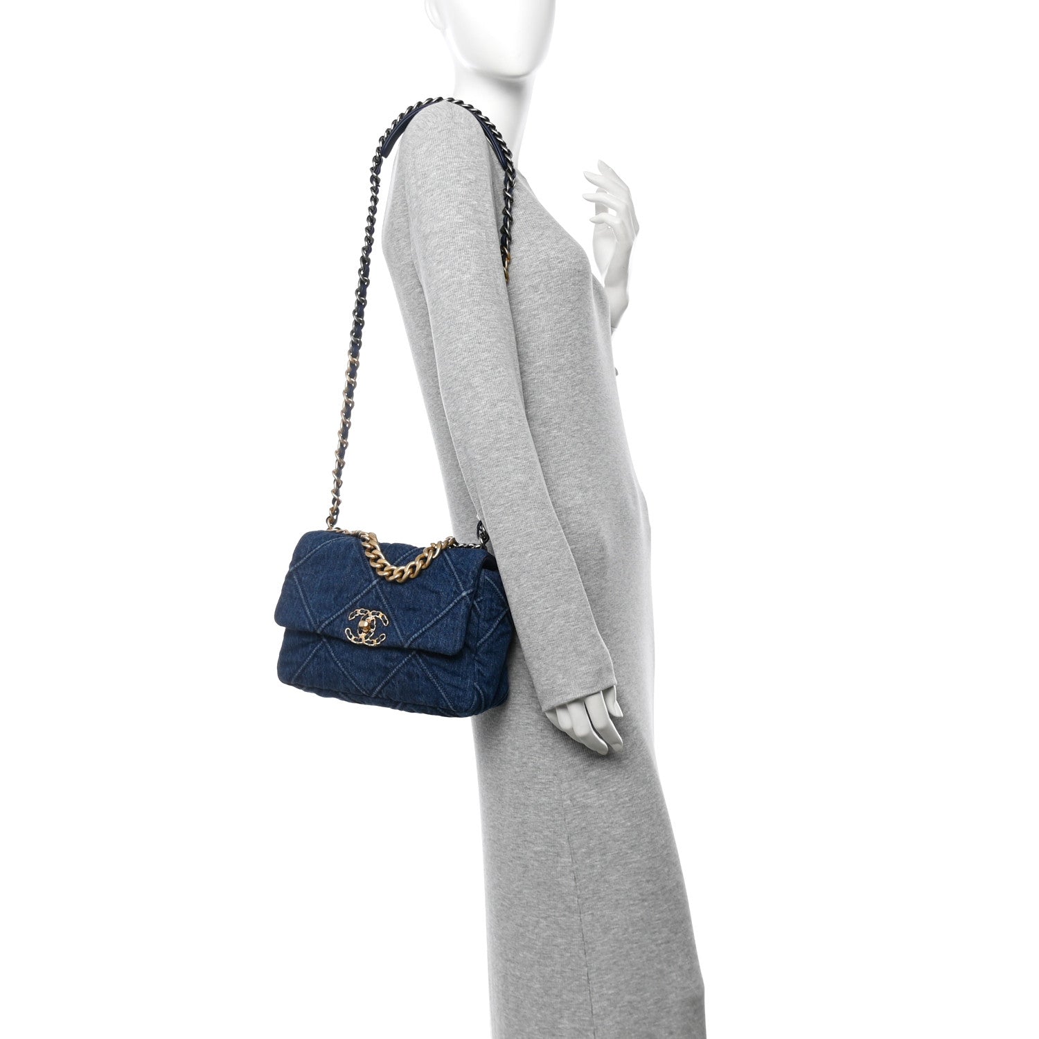 Chanel Denim Quilted Medium Chanel 19 Flap Blue 2 of 11