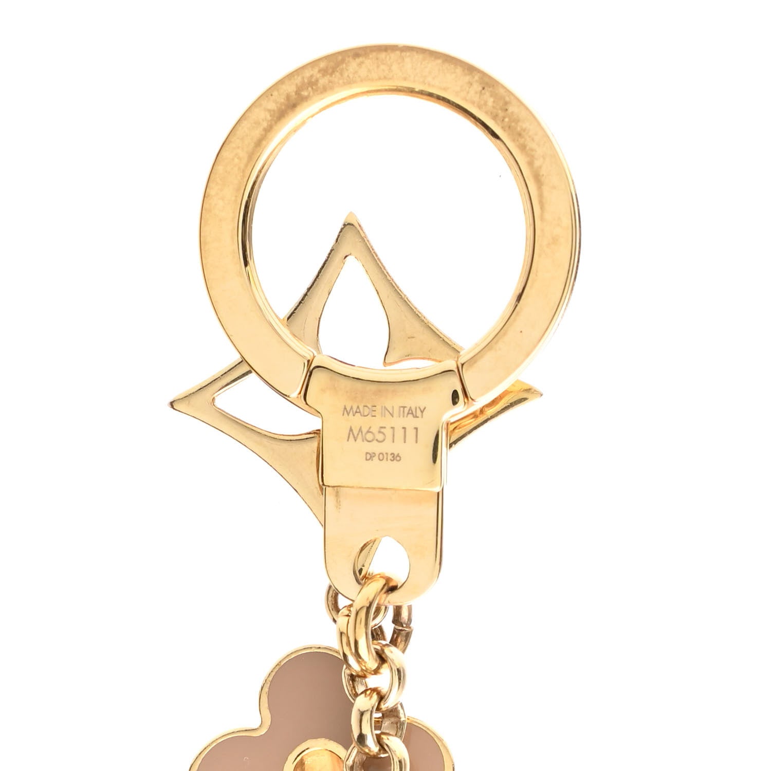 Louis Vuitton Brass Enamel Fleur De Monogram Bag Charm Chain Gold 3 of 3