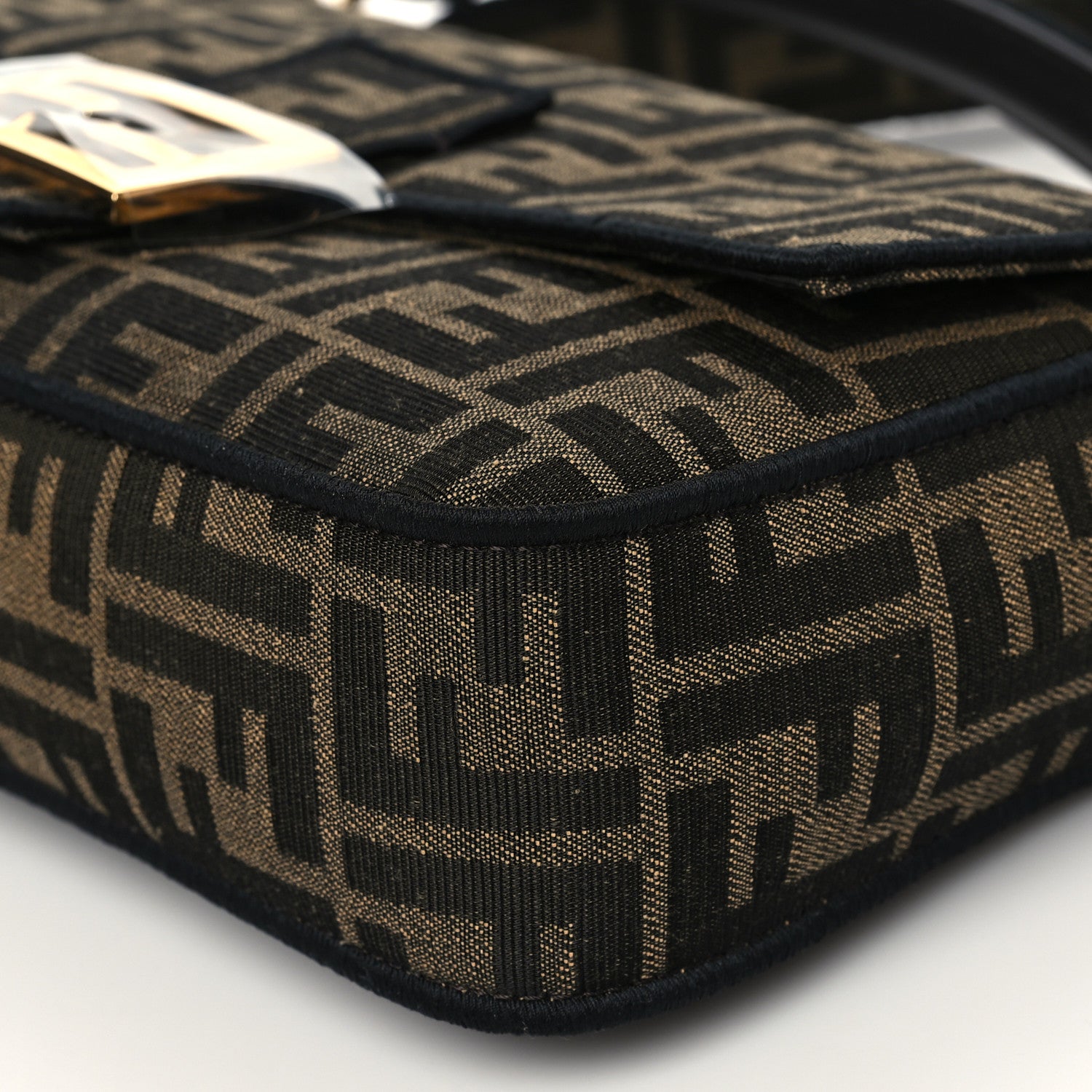 Fendi Fabric Jacquard FF 1974 Medium Baguette Tobacco Moro Black 12 of 13