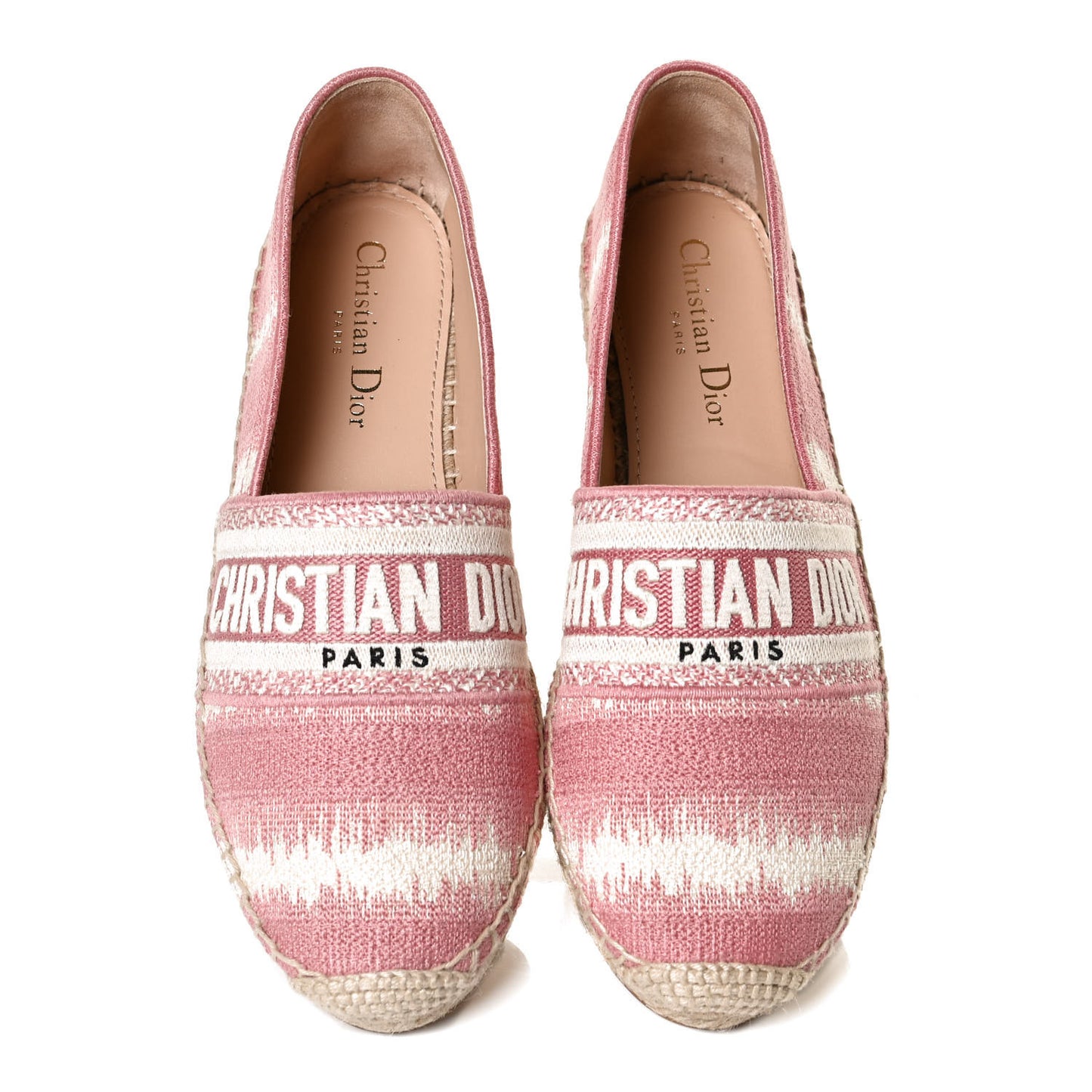 Cotton Embroidered D-Stripes Granville Espadrille 37 Deep Nude