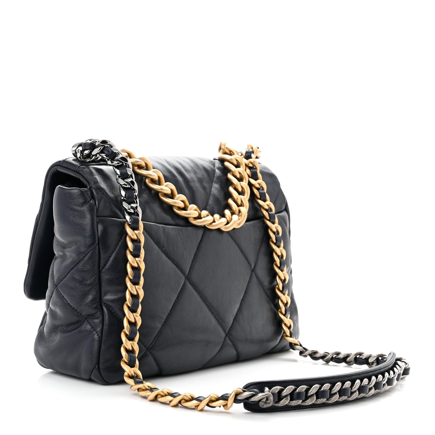 Chanel Lambskin Quilted Large Chanel 19 Flap Navy Blue 3 of 11