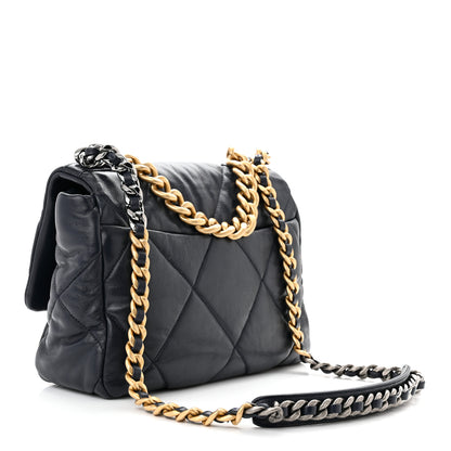 Chanel Lambskin Quilted Large Chanel 19 Flap Navy Blue 3 of 11