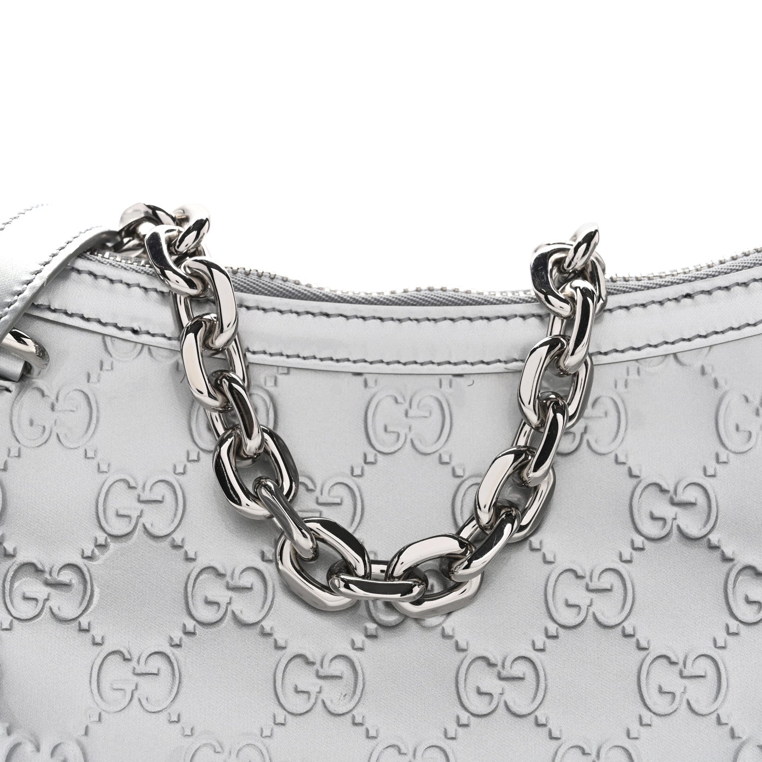 Gucci Shine Guccissima Emblem Small Shoulder Bag Silver 8 of 11
