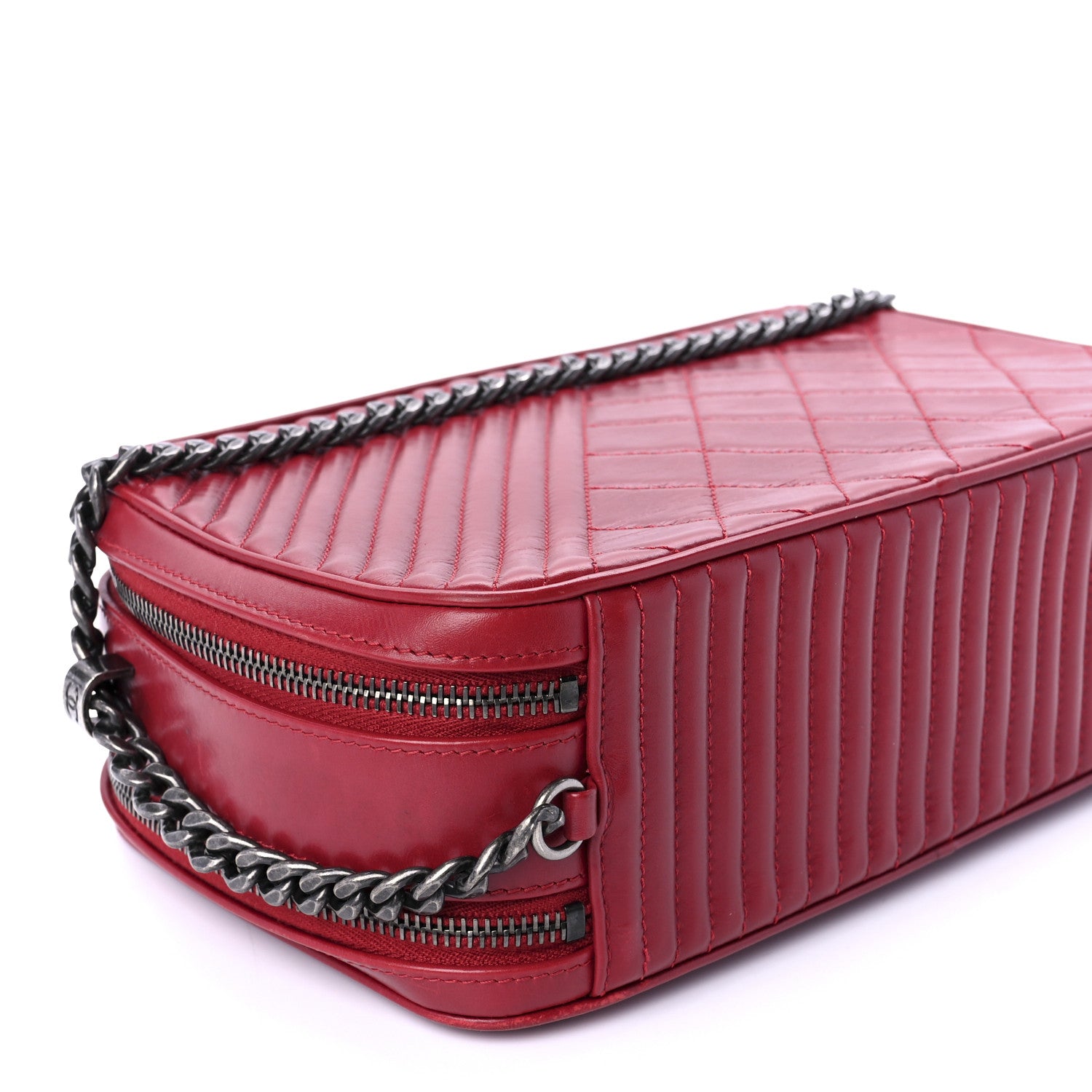 Chanel Lambskin Quilted Small Coco Boy Camera Case Red 10 of 13