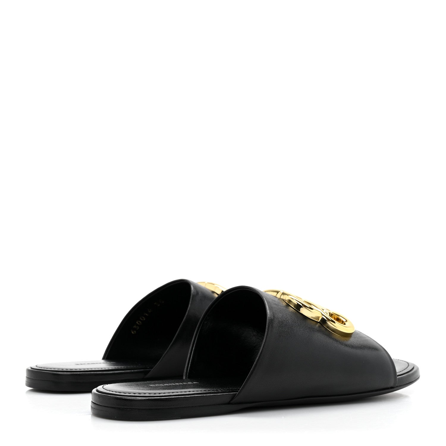 Balenciaga Shiny Sheepskin Oval BB Mule Sandals 36 Black 5 of 9