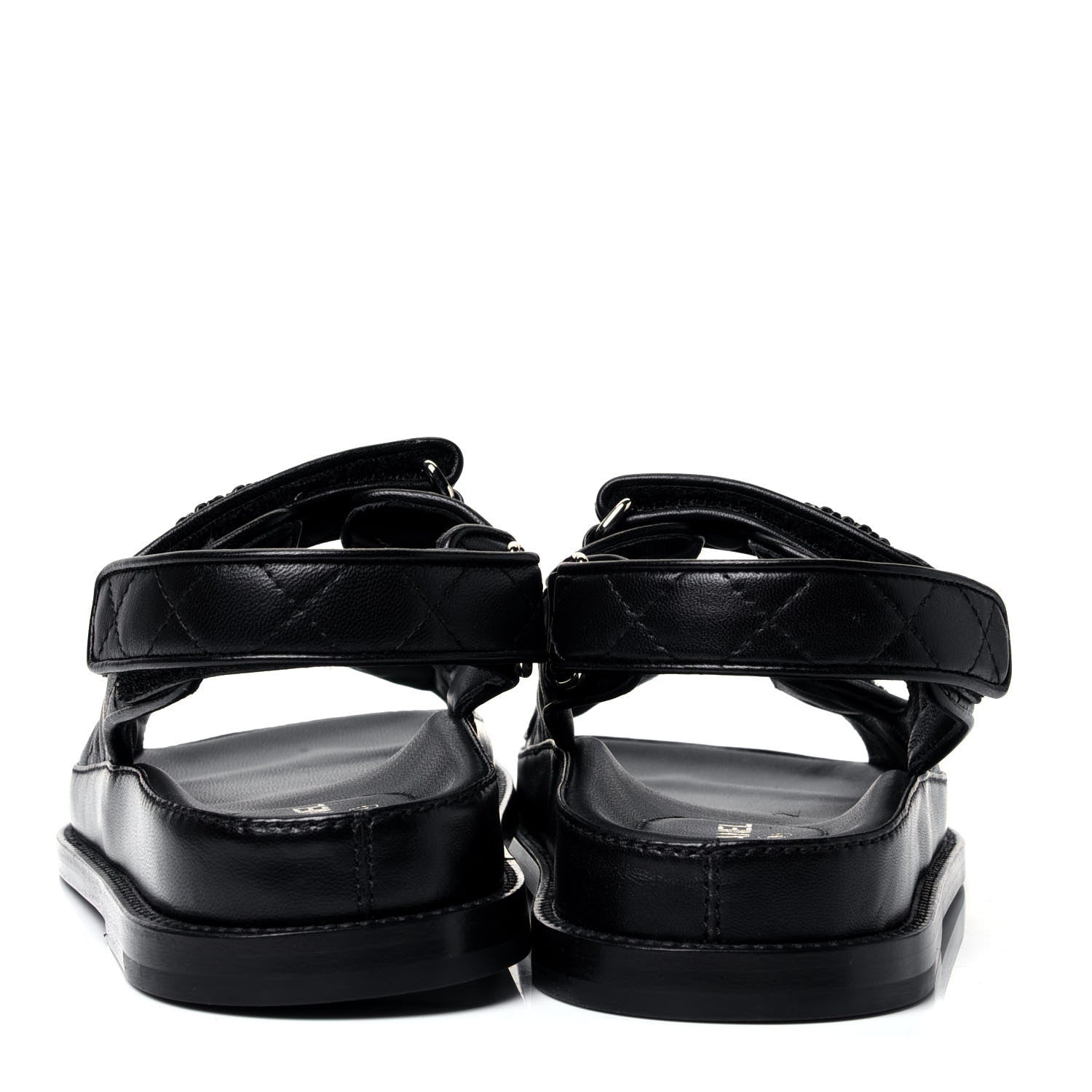 Chanel Lambskin Velcro Dad Sandals 36 Black 6 of 10