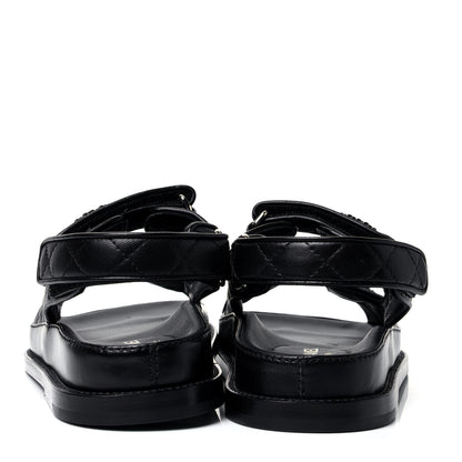 Chanel Lambskin Velcro Dad Sandals 36 Black 6 of 10