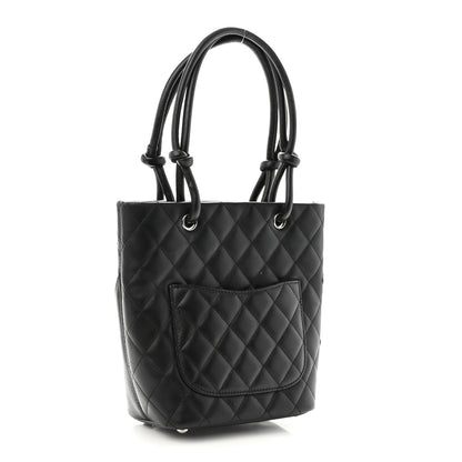 Chanel Calfskin Quilted Small Cambon Tote Black White 3 of 12