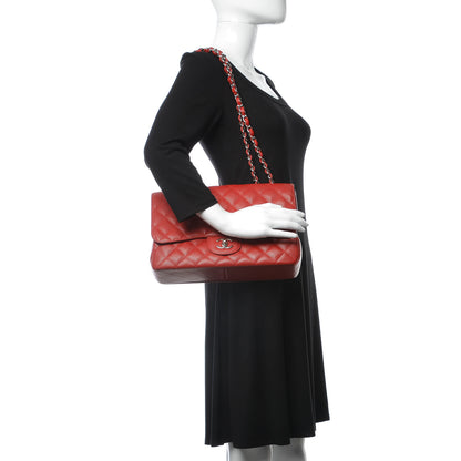 Chanel Caviar Quilted Jumbo Single Flap Red 3 of 8