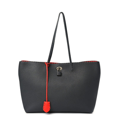 Fendi Cuoio Romano Selleria Bi-Color Carla Shopping Tote Asfalto Papavero 1 of 9