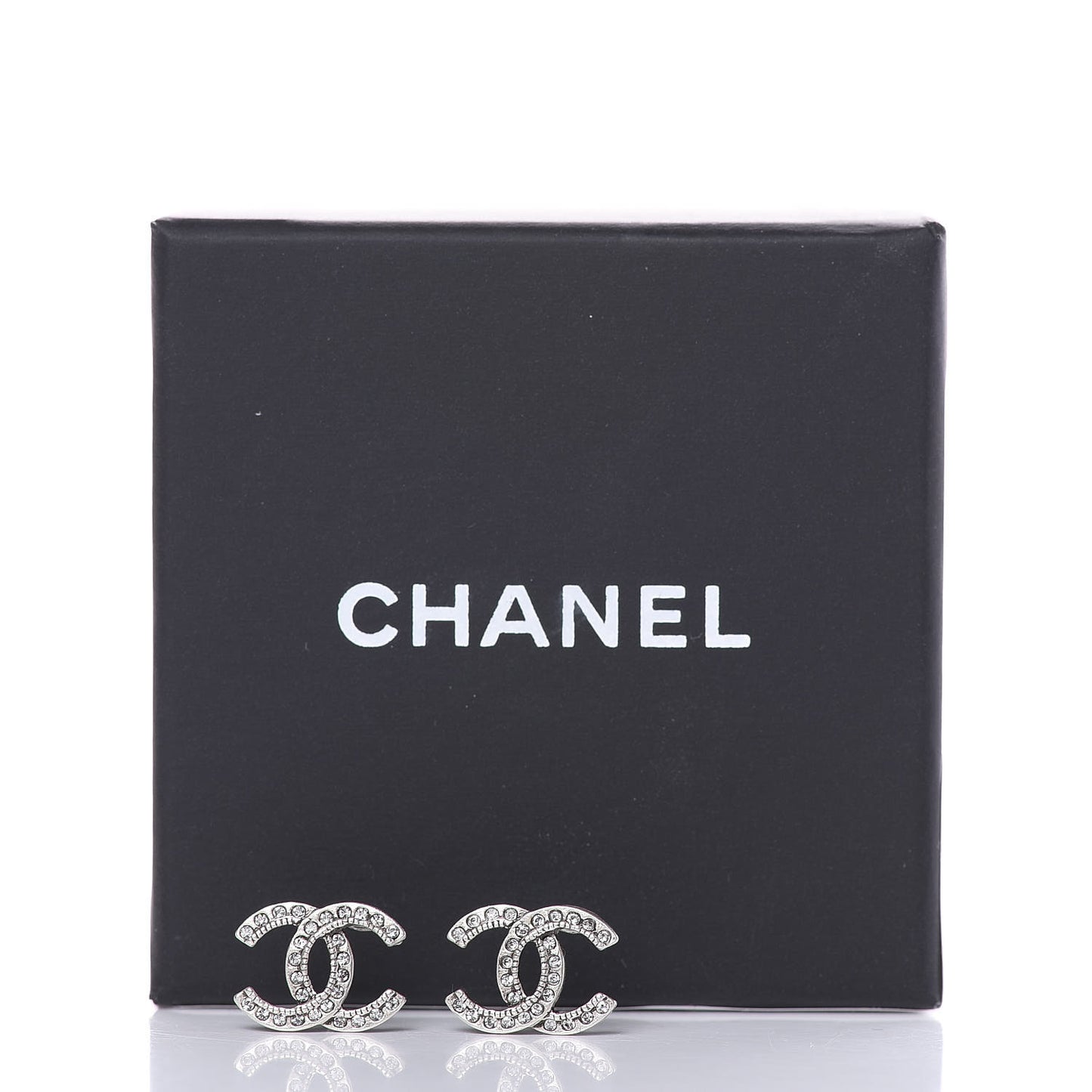Crystal Royal Flush CC Stud Earrings Silver
