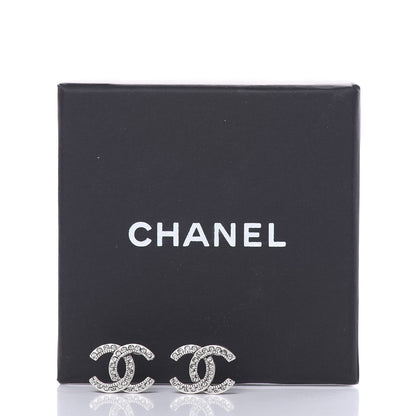 Chanel Crystal Royal Flush CC Stud Earrings Silver 5 of 5