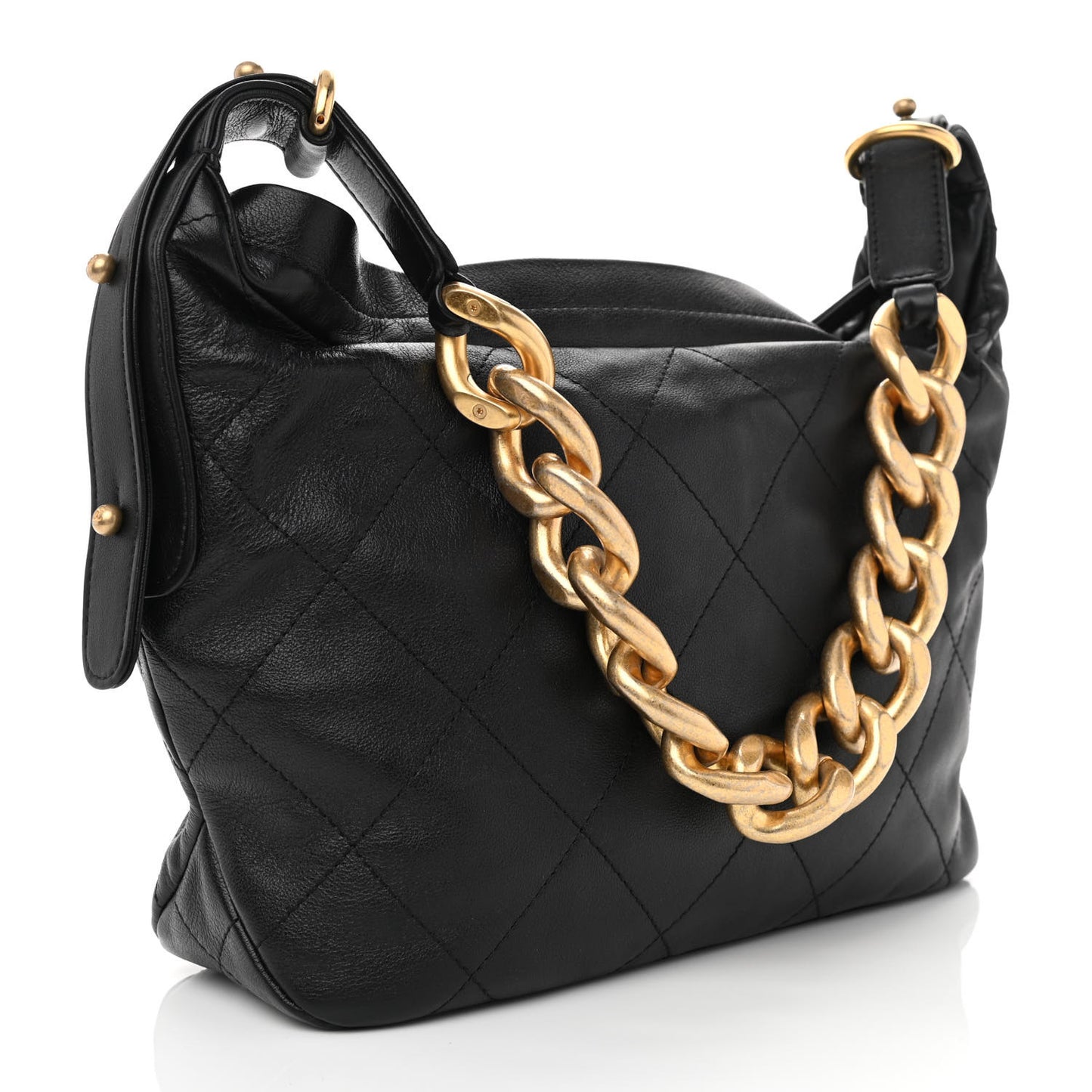 Calfskin Quilted Daily Hobo Black
