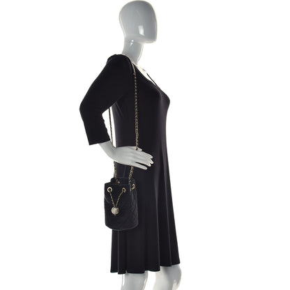 Chanel Velvet Quilted Pearl Crush Drawstring Bag Black 3 of 11