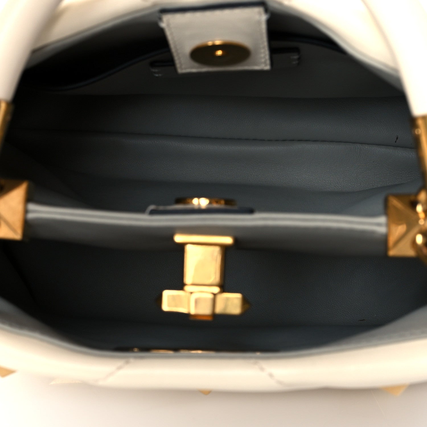 Valentino Garavani Nappa Small Roman Stud The Handle Bag Ivory 5 of 9