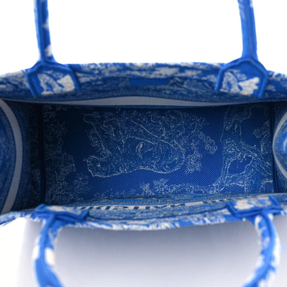 Christian Dior Canvas Embroidered Medium Dioriviera Toile De Jouy Book Tote Fluorescent Blue 8 of 11